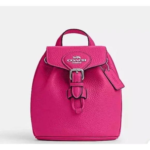 Coach NWT Fuchsia Leather Amelia Convertible Backpack - Picture 1 of 5